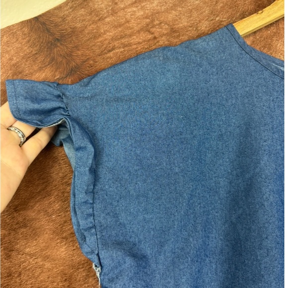 Boutique Cowgirl Blue Ruffled Tiered Denim Dress Sz Small - Picture 3 of 5